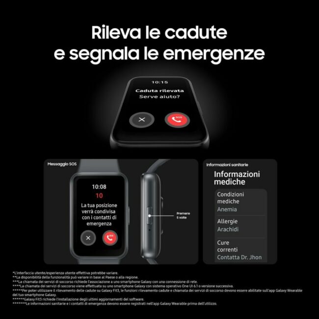 Samsung Galaxy Fit3 fitness band, batteria a lunga durata, rilevamento cadute/SOS, barometro, IP68, monitoraggio sonno, oltre 100 esercizi, gestione notifiche/musica, Gray [Versione italiana] - Image 7