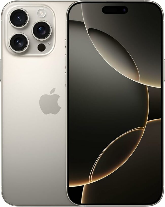 Apple iPhone 16 Pro Max 256 GB: Telefono 5G con Controllo fotocamera, Dolby Vision 4K a 120 fps e un’autonomia senza precedenti. Compatibile con AirPods; Titanio naturale