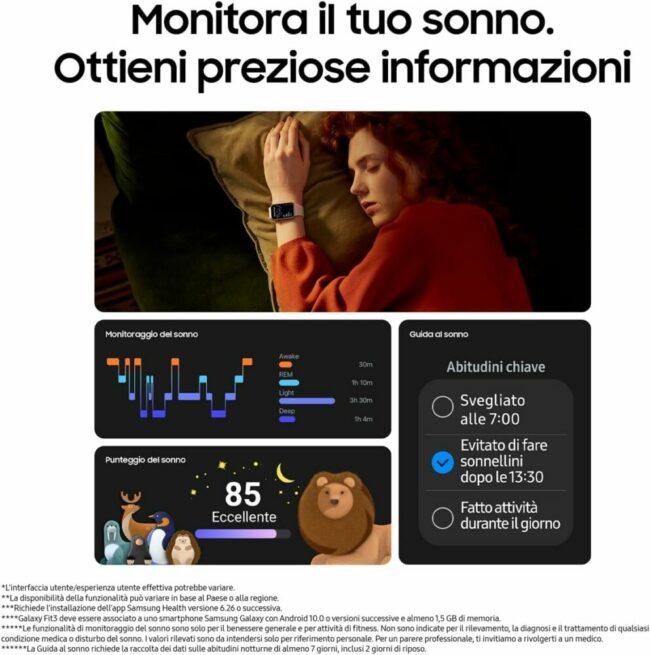 Samsung Galaxy Fit3 fitness band, batteria a lunga durata, rilevamento cadute/SOS, barometro, IP68, monitoraggio sonno, oltre 100 esercizi, gestione notifiche/musica, Gray [Versione italiana] - Image 5